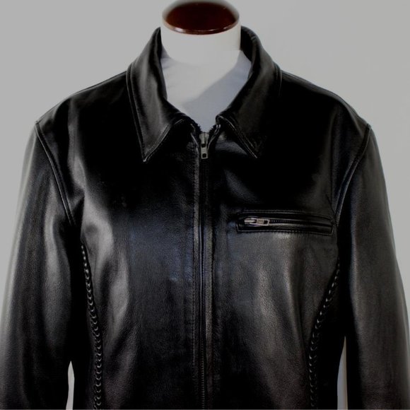 NEW First Classic Leather Gear Black Motorcycle Jacket Women's XL Zip -In Liner - Picture 2 of 7